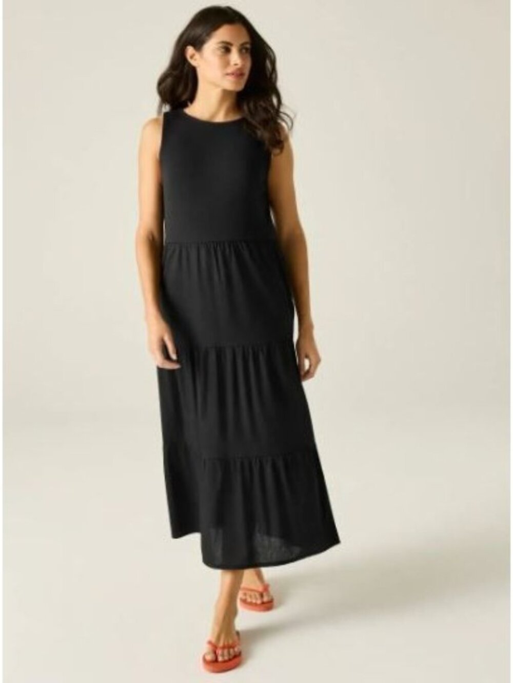 J.Crew Tiered Maxi Dress Size Small Black Sleeveless 100% Cotton Crew Neck